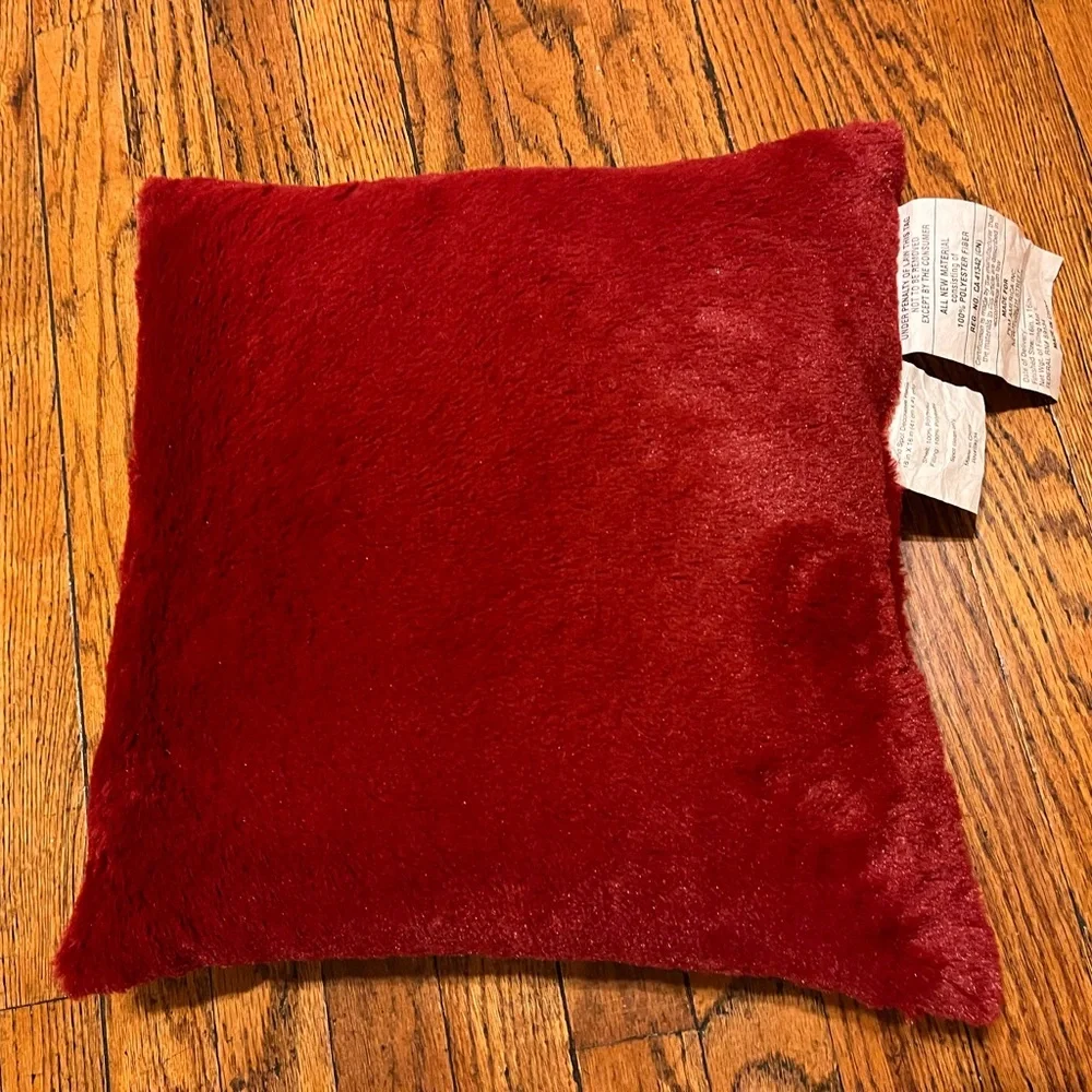 Cozy Red Faux Fur Holiday Pillow